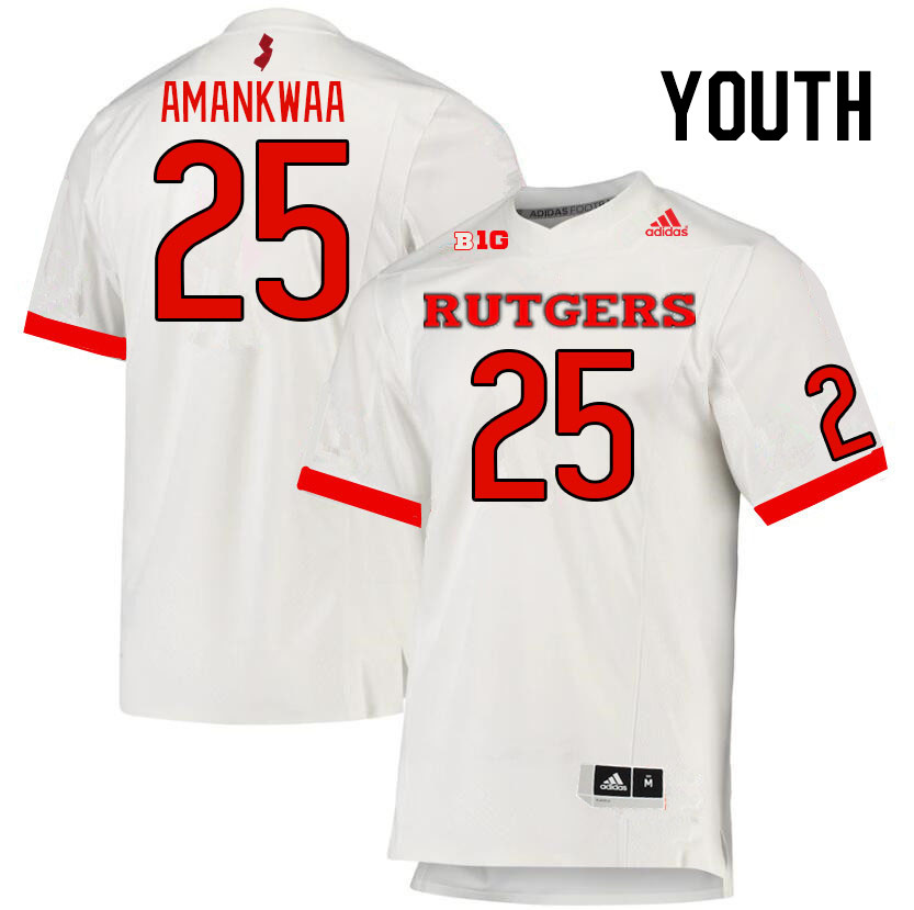Youth #25 Charles Amankwaa Rutgers Scarlet Knights College Football Jerseys Stitched Sale-White - Click Image to Close